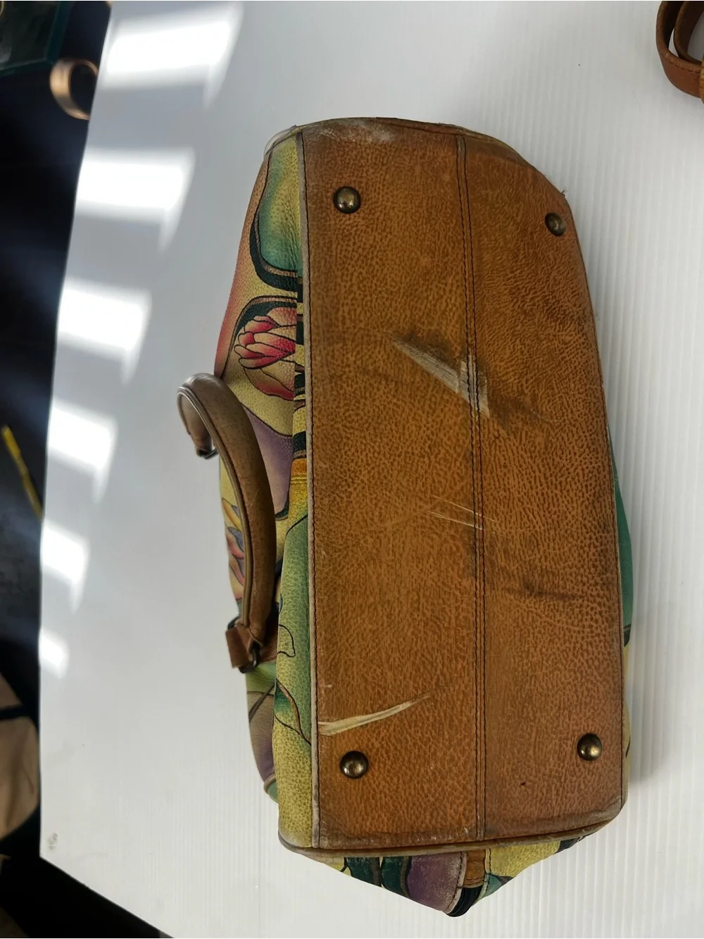 Anna by Anuschka hand-painted leather satchel bag in the 